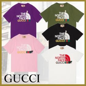 可愛い グッチ ノースフェイス パロディ*ロゴ&キャットメンズTシャツ 送料込*616036XJDRD5137