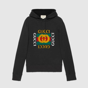 ​春夏新作 グッチ パーカー スーパーコピー コットン スエットシャツ フーディー ロゴ Black