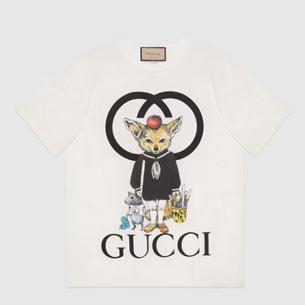日本限定 グッチ×ヒグチユウコ 偽物コラボ★オーバーサイズTシャツ コピー 548334 XJDTN 9095
