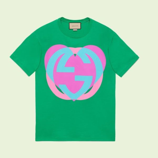 グッチ インターロッキングG ハート 偽物 オーバーサイズTシャツ コピー 即納 3色615044XJD639070