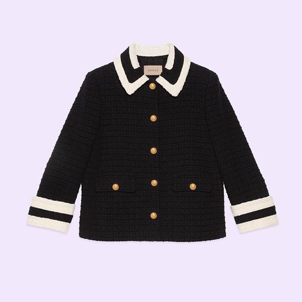 グッチ ツイード ストライプ トリム ジャケット 偽物 731315 ZAK59 1043