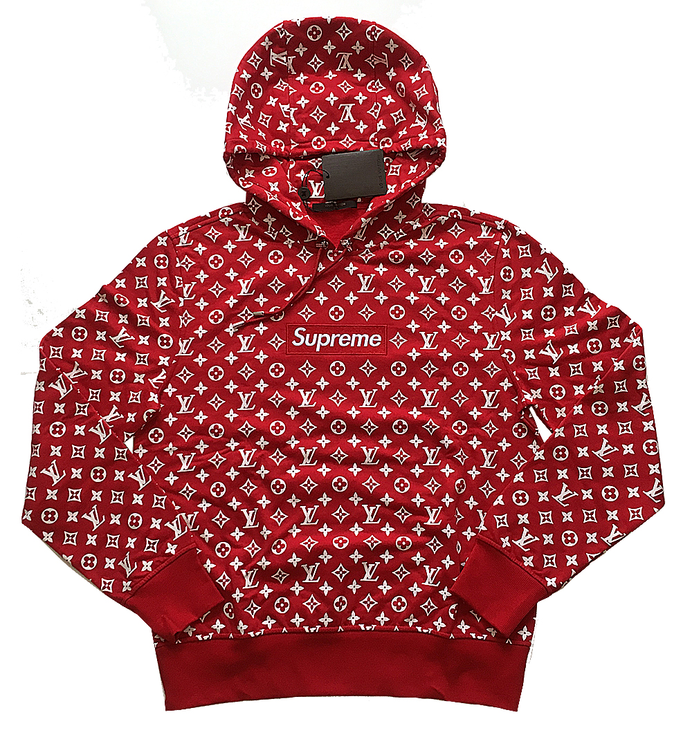 シュプリーム×ルイヴィトンスーパーコピー 限定 Box Logo Hooded Sweatshirtボックスロゴ パーカー スウェット モノグラム 赤