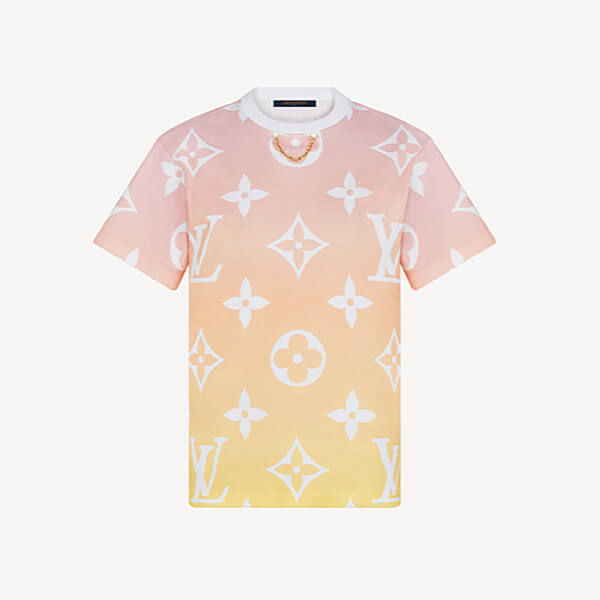 ルイヴィトン バイ･ザ･プール Tシャツ コピー 襟元のチェーンがポイントLV☆モノグラム オンブレ☆1A8RPE