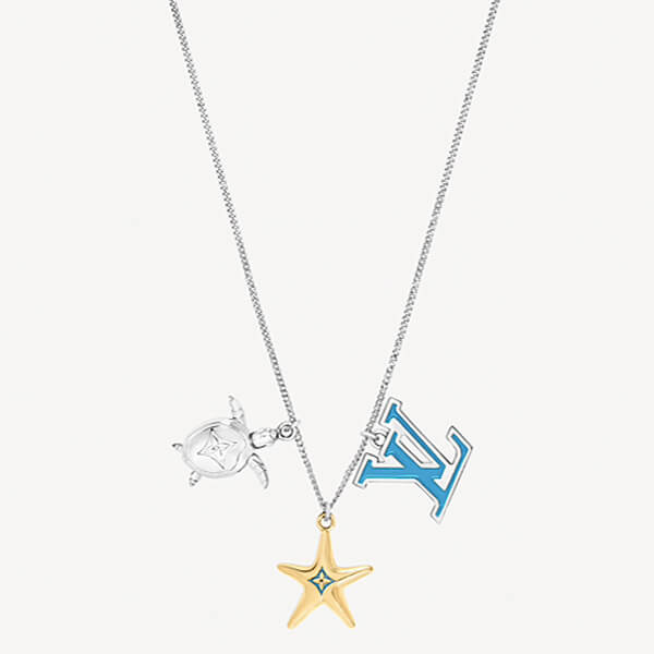 ルイヴィトン ネックレス コピー 3つのペンダントが揺れるデザイン☆LV☆ペンダント LVタートル M00280