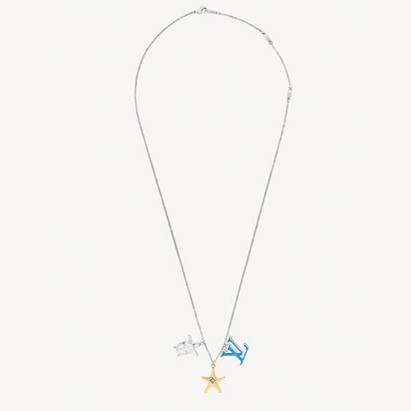 ルイヴィトン ネックレス コピー 3つのペンダントが揺れるデザイン☆LV☆ペンダント LVタートル M00280