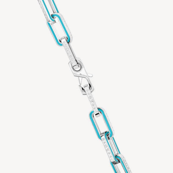 コリエチェーン コピー【ルイヴィトン ネックレス 偽物】LV リンクス☆モノグラム シルバー 青 M80194