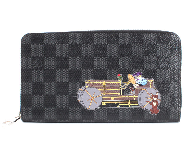 ジッピーオーガナイザー 偽物 ルイヴィトン ダミエ グラフィット 長財布 グレー N63002 