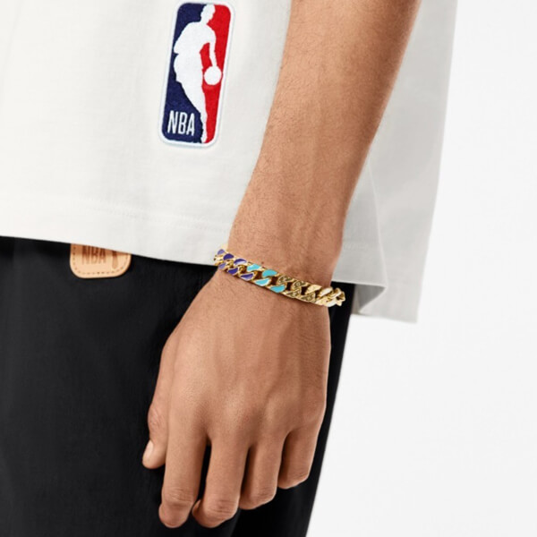 ルイヴィトンnbaブレスレット 偽物 21FW☆LV 新作 NBA ブラスレチェーンリンクス パッチーズ MP3054