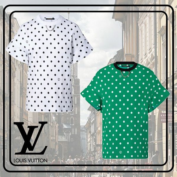 ルイヴィトン Tシャツ 偽物 半袖 水玉柄 コットン ロゴ お洒落に 1A9Y2O