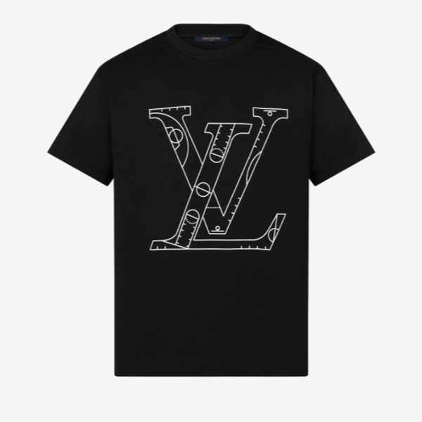 ルイヴィトン Tシャツ コピー バスケットボールコラボNBA ロゴTシャツ 半袖 黒 1A8X0V