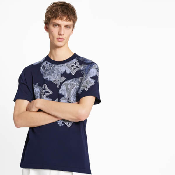ルイヴィトン Tシャツ 偽物 Tシャツ ウォーターカラー モノグラム 半袖 1A8QWG