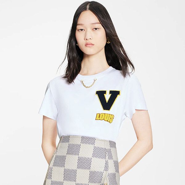 22新作 ルイヴィトン ロゴパッチ コピーユニバーシティ Tシャツ 半袖 1A9O3A