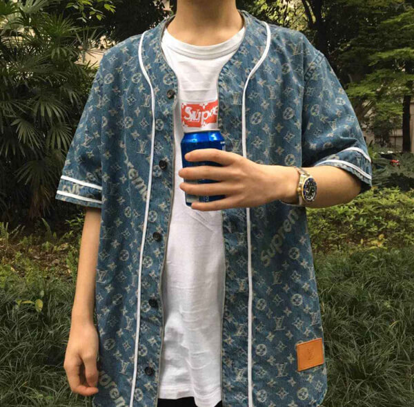 ルイヴィトン×シュプリーム コピー ベースボールシャツ ブルー 1A3F9U MONOGRAM ルイヴィトン×シュプリーム ×BASEBALL