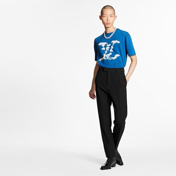   Tシャツ 偽物 クラウドジャカードTシャツ 雲モチーフ　青　ロゴ 1A8A7Y
