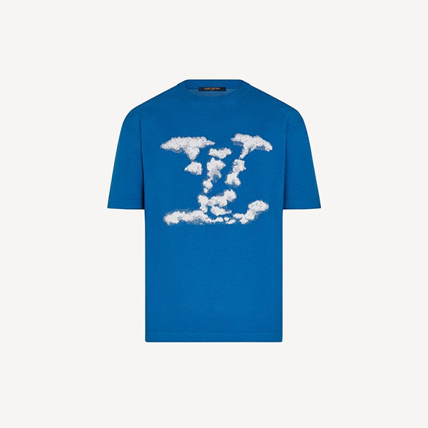   Tシャツ 偽物 クラウドジャカードTシャツ 雲モチーフ　青　ロゴ 1A8A7Y