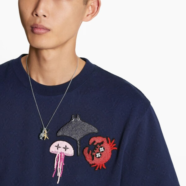 LV ルイヴィトン Tシャツ 偽物 ビーズアニマルアンドモノグラムTシャツ 1A8R2I