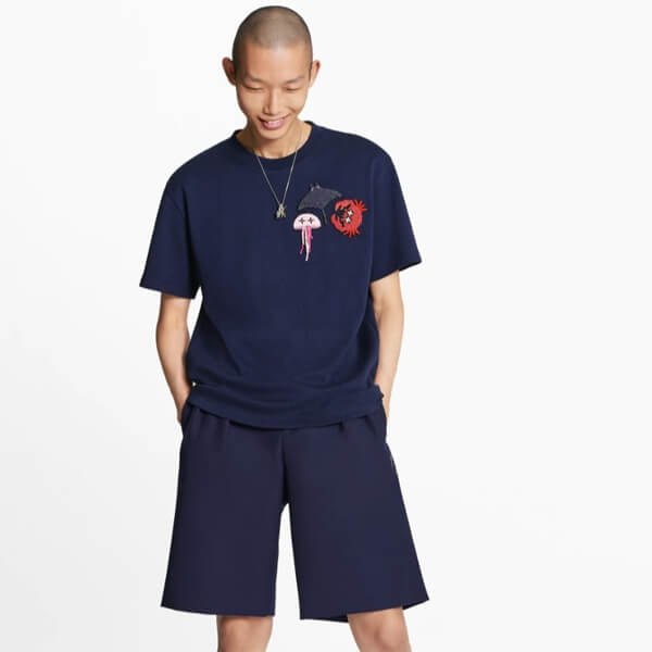 LV ルイヴィトン Tシャツ 偽物 ビーズアニマルアンドモノグラムTシャツ 1A8R2I