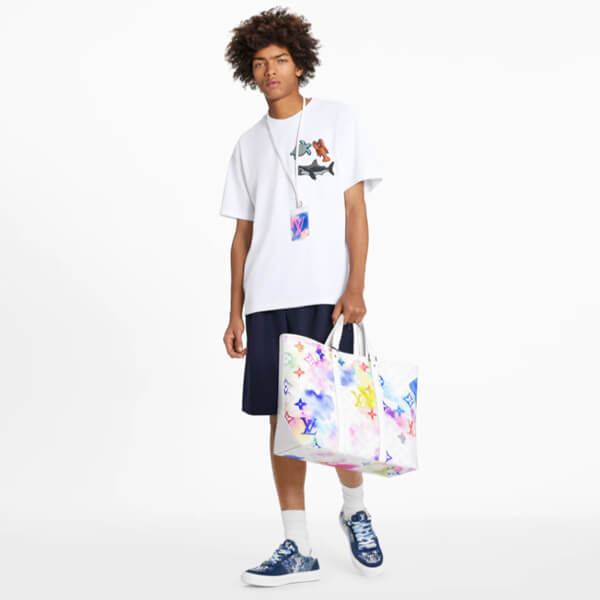 ルイヴィトン Tシャツ 偽物【WATERCOLOR】ビーズアニマルアンドモノグラム 1A8QXO