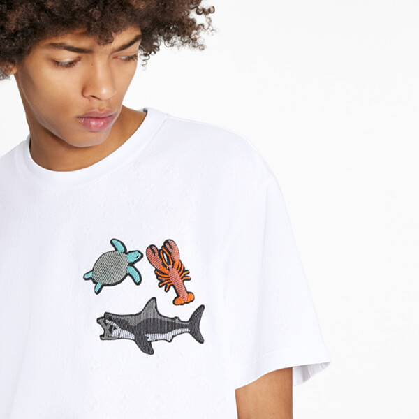 ルイヴィトン Tシャツ 偽物【WATERCOLOR】ビーズアニマルアンドモノグラム 1A8QXO