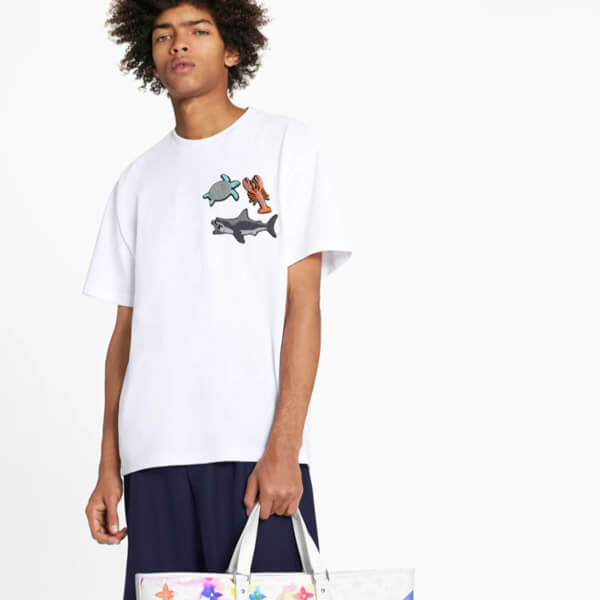 ルイヴィトン Tシャツ 偽物【WATERCOLOR】ビーズアニマルアンドモノグラム 1A8QXO