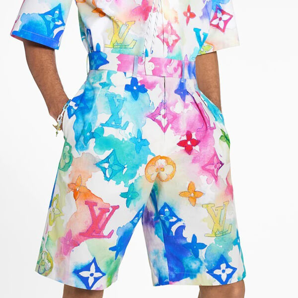 ルイヴィトン パンツ コピー LV ウォーターカラー WATERCOLOR マルチカラー スケートショーツ 1A8QZB