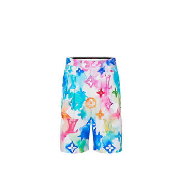 ルイヴィトン パンツ コピー LV ウォーターカラー WATERCOLOR マルチカラー スケートショーツ 1A8QZB