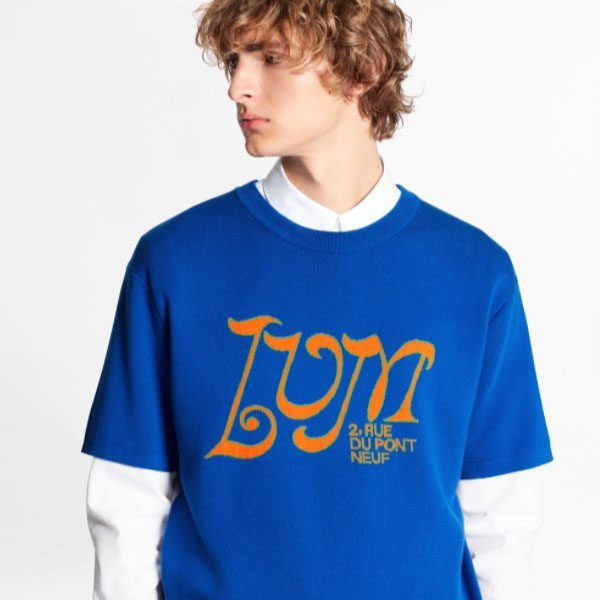 【新作】ルイヴィトン Tシャツ スーパーコピー   LVMインターシャTシャツ コットン ブルー 1A8H2C