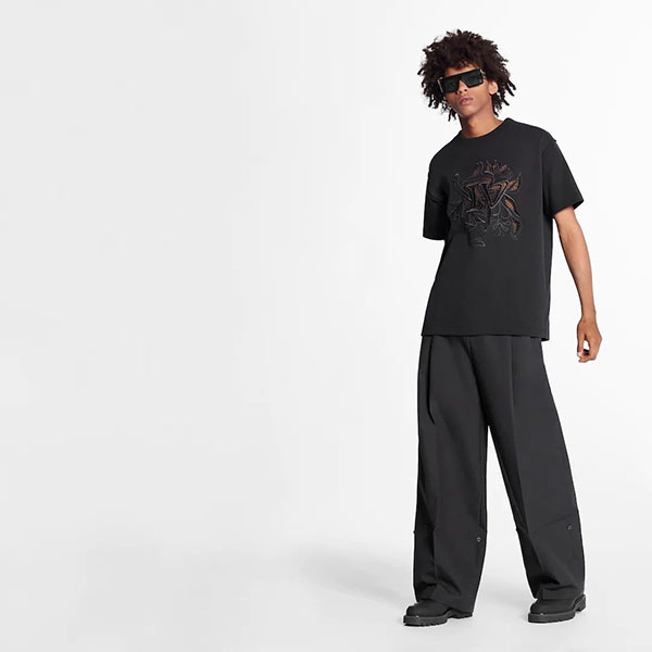 ルイヴィトン Tシャツ コピー LVヴェジェトゥルレースエンブロイダリーTシャツ1A7QFM