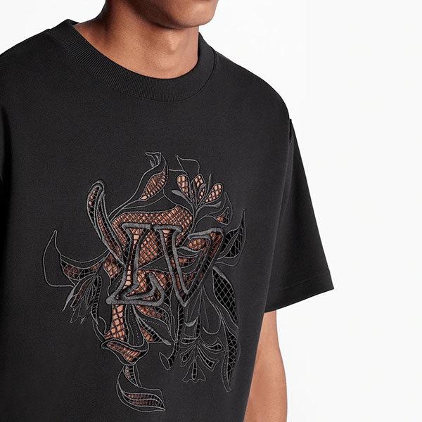 ルイヴィトン Tシャツ コピー LVヴェジェトゥルレースエンブロイダリーTシャツ1A7QFM