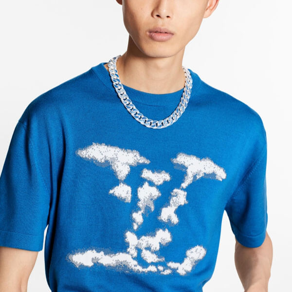21FW ルイヴィトン Tシャツ コピー クラウドジャカードTシャツ 半袖 1A8A7X