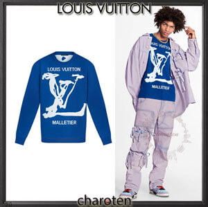入手困難☆ルイヴィトン ロングTシャツ コピー 水墨画風LVロゴ入りロングTシャツ