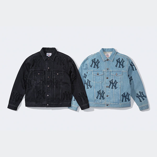 FW21 シュプリーム x ニューヨーク ヤンキース コピー デニムトラッカージャケット ウォッシュド
