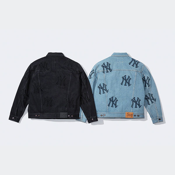 FW21 シュプリーム x ニューヨーク ヤンキース コピー デニムトラッカージャケット ウォッシュド