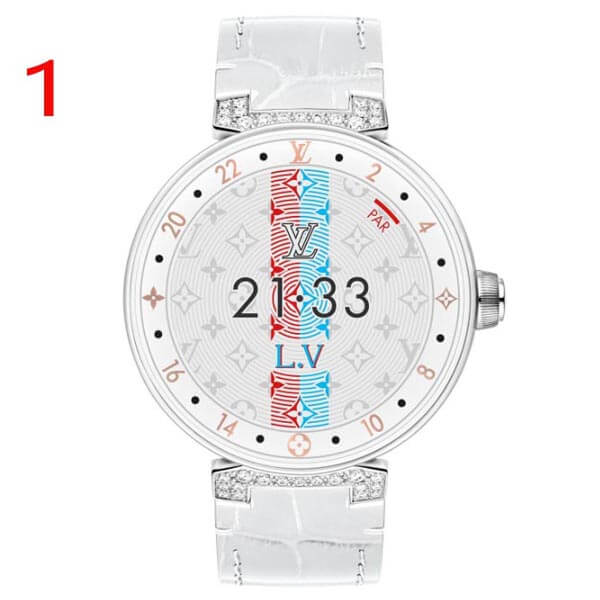 タンブールホライゾン コピー ルイヴィトン スマートウォッチ スーパーコピー TAMBOUR HORIZON PURE WHITE & DIAMONDS 42.9 MY LV TAMBOUR