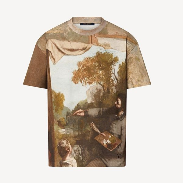 即発ルイヴィトン Tシャツ 偽物 プリントCOURBET 1AAGOL