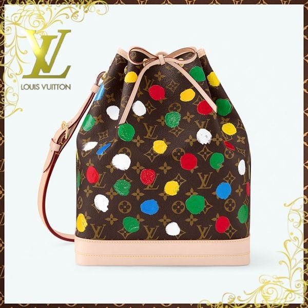 LV × YK 草間彌生 コラボ ノエ バケツバッグ 偽物 モノグラム ドット M46394