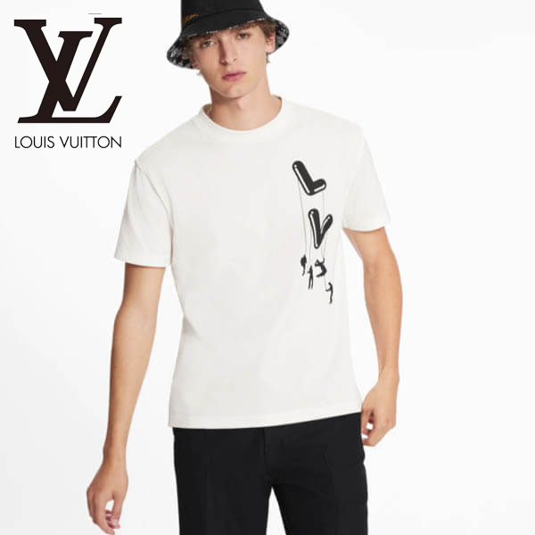 ルイヴィトン Tシャツ 偽物 21SS フロウティングLVプリンテッド 1A8P90