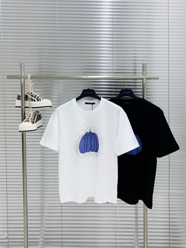   ルイヴィトン(LOUIS VUITTON) スーパーコピー ブルーカボチャプリントの白Tシャツ