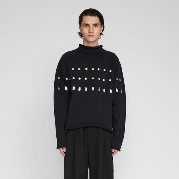 ジルサンダー パーカー コピー【JIL SANDER】ロングスリーブセーター シルバーメタル