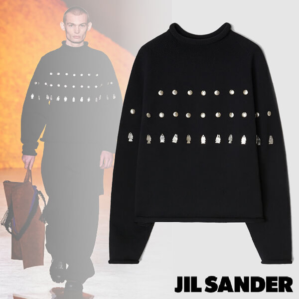 ジルサンダー パーカー コピー【JIL SANDER】ロングスリーブセーター シルバーメタル