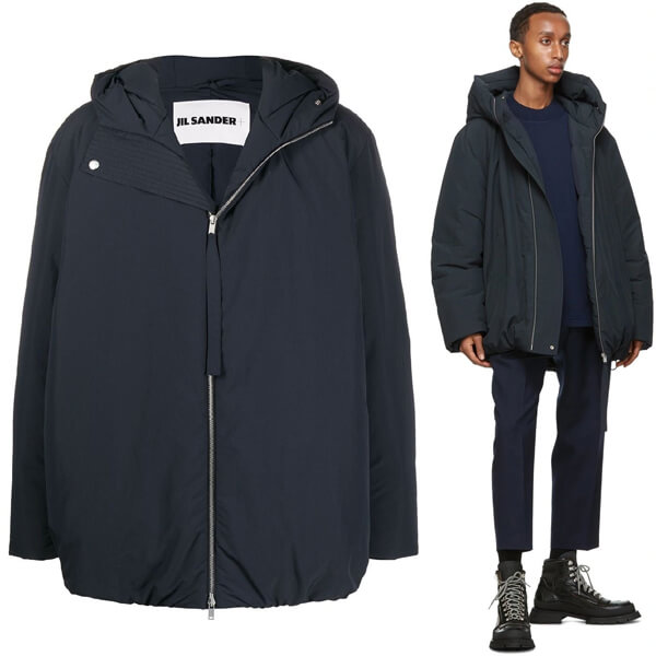 【ジルサンダー ダウン コピー】Jil Sander ネイビー ダウン フード ジャケット
