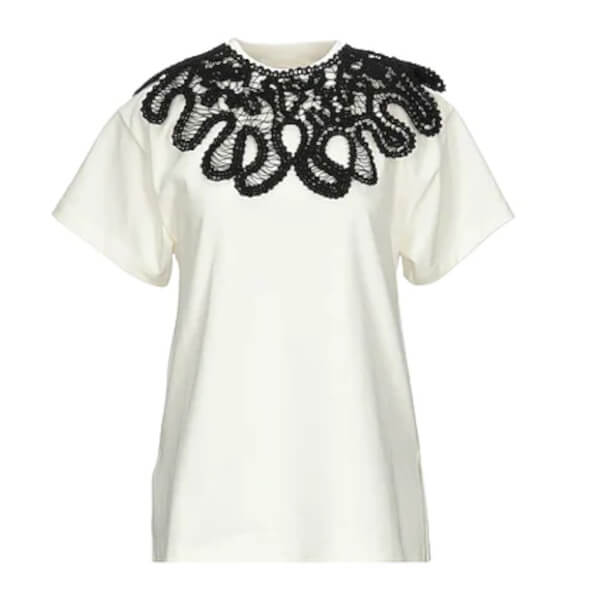 ジルサンダー Tシャツ コピー*Jil Sander*胸元のレースがお洒落レーススリット半袖