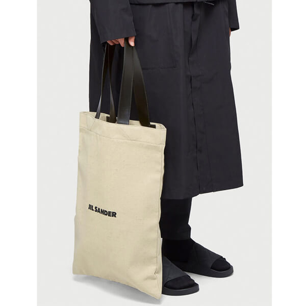 ★ジルサンダー バッグ 偽物【JIL SANDER】FLAT CANVAS TOTE BAG