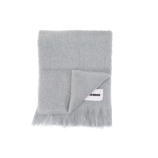 【JIL SANDER】ジルサンダー マフラー 偽物 関税込▼モヘア&ウール ロゴパッチロングマフラー