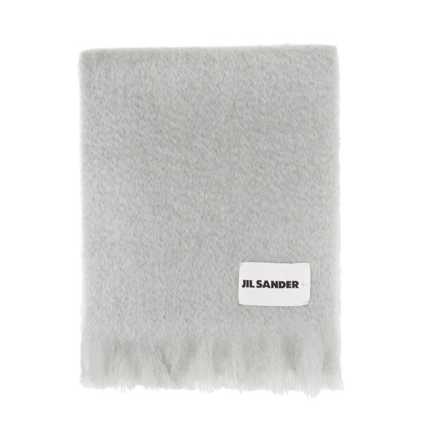 【JIL SANDER】ジルサンダー マフラー 偽物 関税込▼モヘア&ウール ロゴパッチロングマフラー