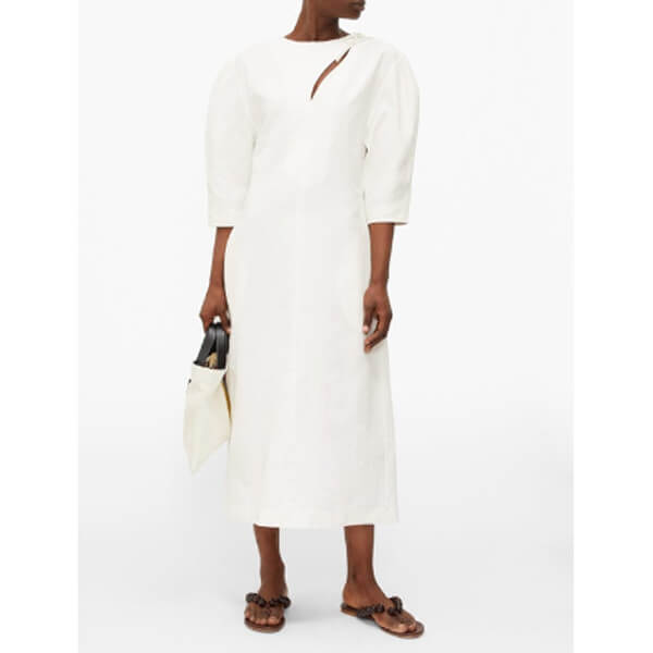 ジルサンダー コート コピー JIL SANDER*フロントスリット バルーンスリーブ ポプリンドレス