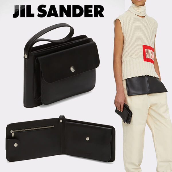 【ジルサンダー 財布 コピー】Jil Sander レザー ストラップ付 ウォレット