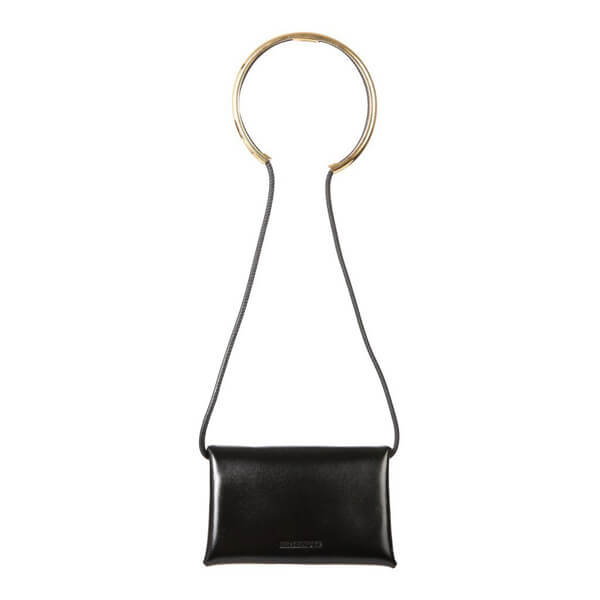 【JIL SANDER】ジルサンダー 財布 偽物★レザー ショルダー ポーチ Black 送関込