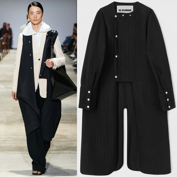 ジルサンダー コート 偽物 JS043 LOOK14 QUILTED SILK COAT WITH DETACHABLE SLEEVE