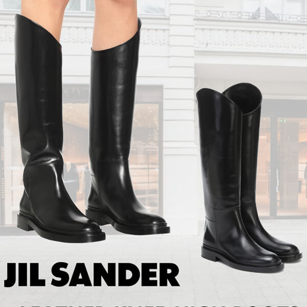 【ジルサンダー 革靴 偽物】Jil sander ジルサンダー レザー ロングブーツ